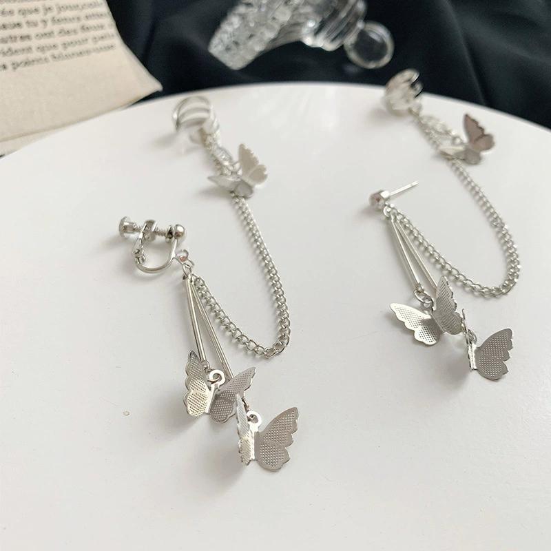 Серебряная игла с бантом, серьги, клипсы для ушей, корейский стиль, интернет-знаменитость