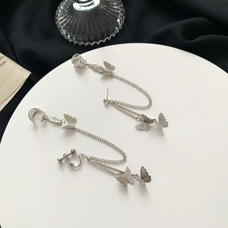 Серебряная игла с бантом, серьги, клипсы для ушей, корейский стиль, интернет-знаменитость