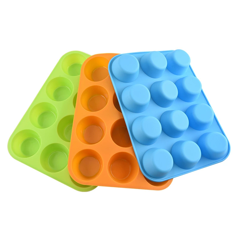 Силиконовая форма для выпечки торта, инструмент для выпечки DIY с круглыми отверстиями, легко вынимаемая форма, желейная тарелка, 12 последовательных чашек