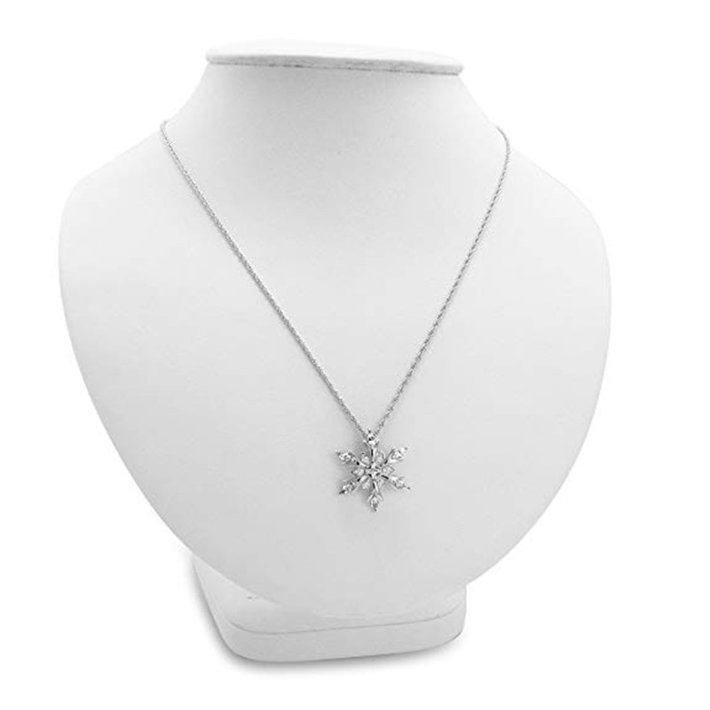 Nouveau collier élégant en forme de flocon de neige orné de pierres précieuses, style européen et américain, ras-de-cou en alliage, bijou cadeau de Noël pour femme_voghion.com