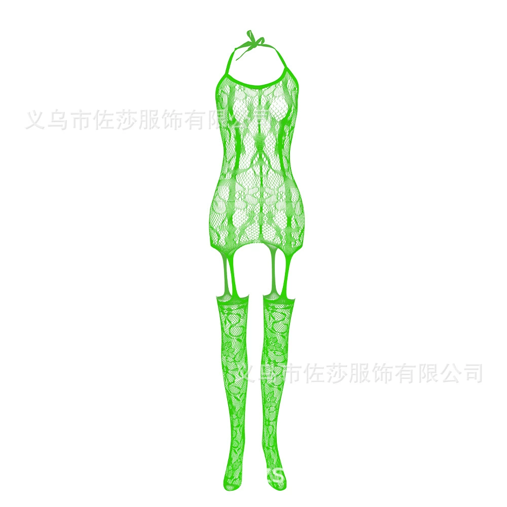 Sexy Lace Camisole Hollow Floral Bodysuit, One-Size Open-Crotch, Wide Straps