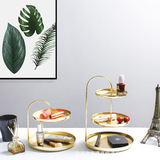 Встречайте железную двухслойную тарелку для ювелирных изделий в европейском стиле, серьги, стеллаж для хранения различных вещей, ключ для косметики, многослойное настольное хранилище.