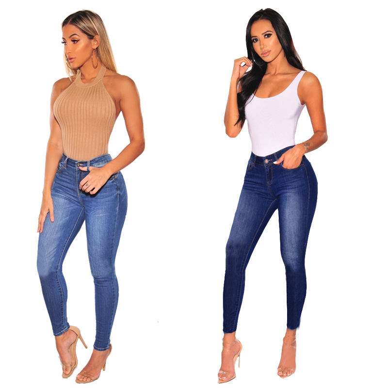 2020 Cross-Border Popular Model Aliexpress Wish Good Stand Ebay Low-Waist Multi-Color Hip-Lifting Slim Women's Jeans