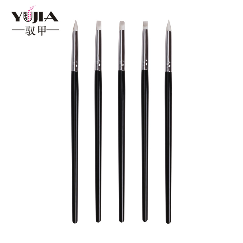 Directo de fábrica 5 Unids nail art pluma de silicona en relieve Negro Varilla hueco tallado en relieve nail art pen nail art herramientas