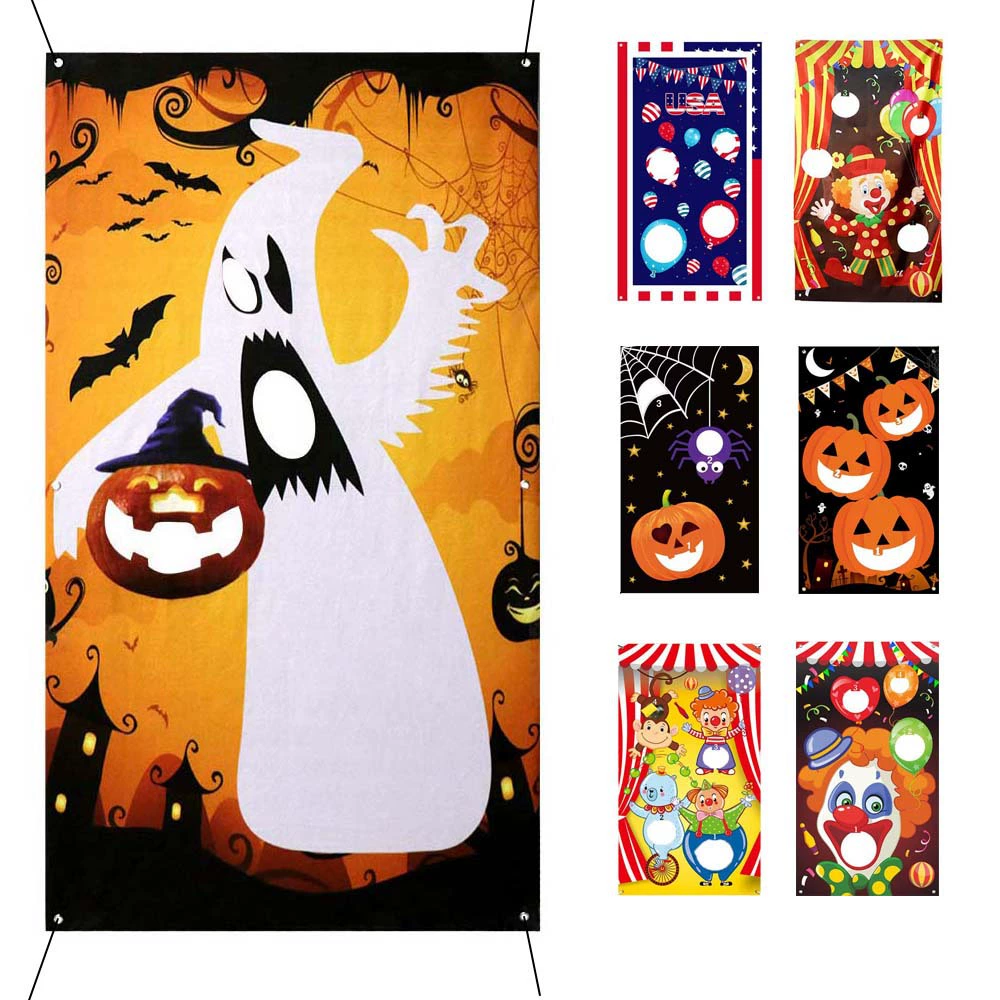 Карнавальный Хэллоуин бросок игры висит флаг мешок с песком игры флаг цирк клоун флаг амазонка