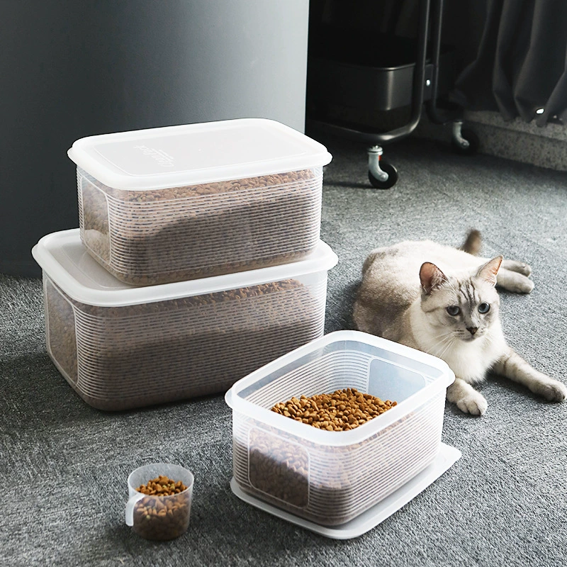 Контейнер для хранения корма для домашних животных, контейнер для хранения корма для кошек, пластиковый влагонепроницаемый герметичный контейнер для хранения корма для собак, коробка для хранения корма, прозрачная коробка для хранения корма большой вместимости