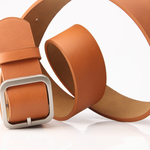 New Korean style women's belt, retro simple and versatile square buckle head pu leather, popular belt for women wholesale