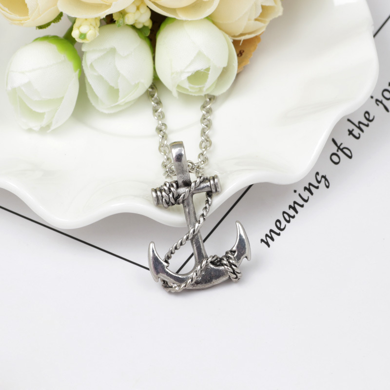 欧美饰品 加勒比海盗船锚项链个性复古几何男士合金项链吊坠挂件