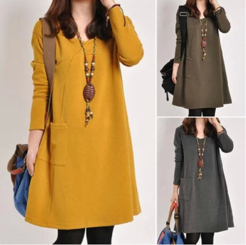 Spring and Autumn Plus Size Women's Clothing Fat mm 2026 Autumn and Winter New Loose Slimming Mid-Length Dress Base Skirt Spring and Autumn Plus Size Women's Clothing Fat mm 2026 Autumn and Winter New Loose Slimming Mid-Length Dress Base Skirt
