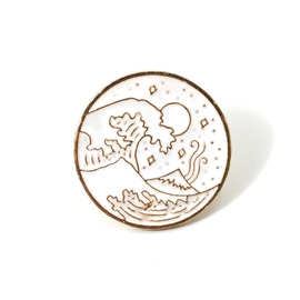 随变欧美新品复古胸针 日本浮世风莲花浪花组合 潮流个性百搭胸针