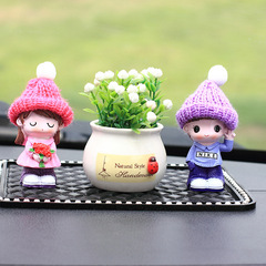 創意戴帽小情侶汽車車內裝飾品擺設可愛卡通娃娃家居飾品桌面擺件