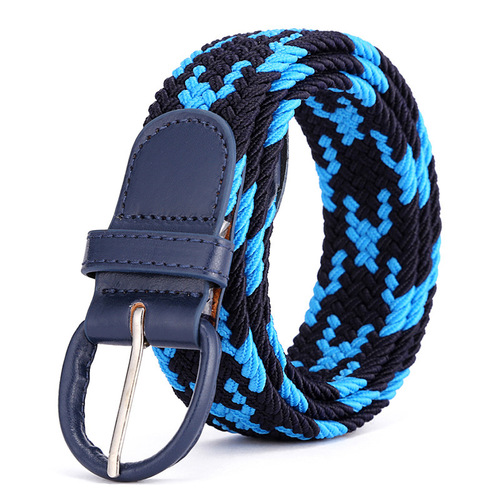 Cross-border woven belt for women, fashionable and casual, versatile pin buckle belt for men and women, student elastic canvas belt