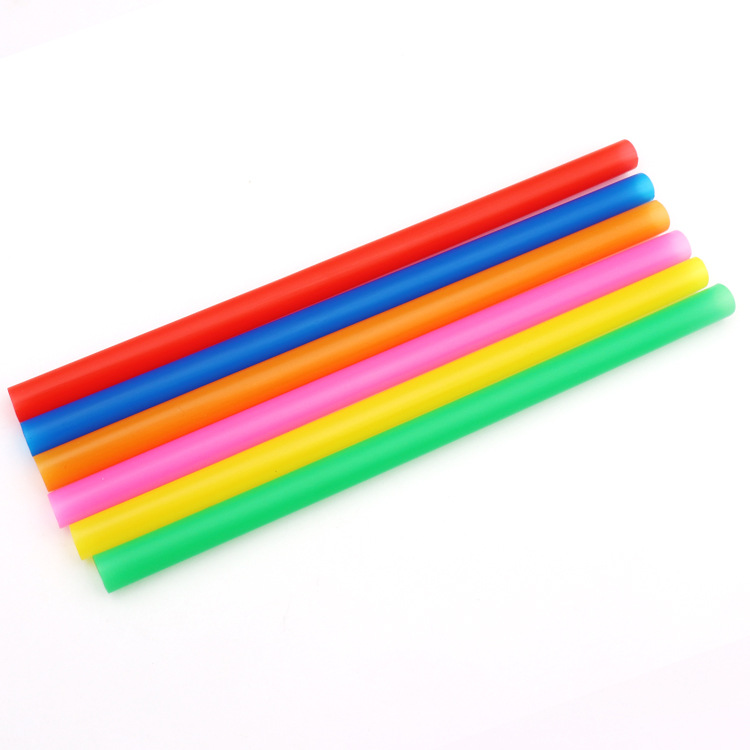 Punto de color desechable paja plana perla leche té paja gruesa hecha a mano diy11 * 210mm tubo recto de plástico