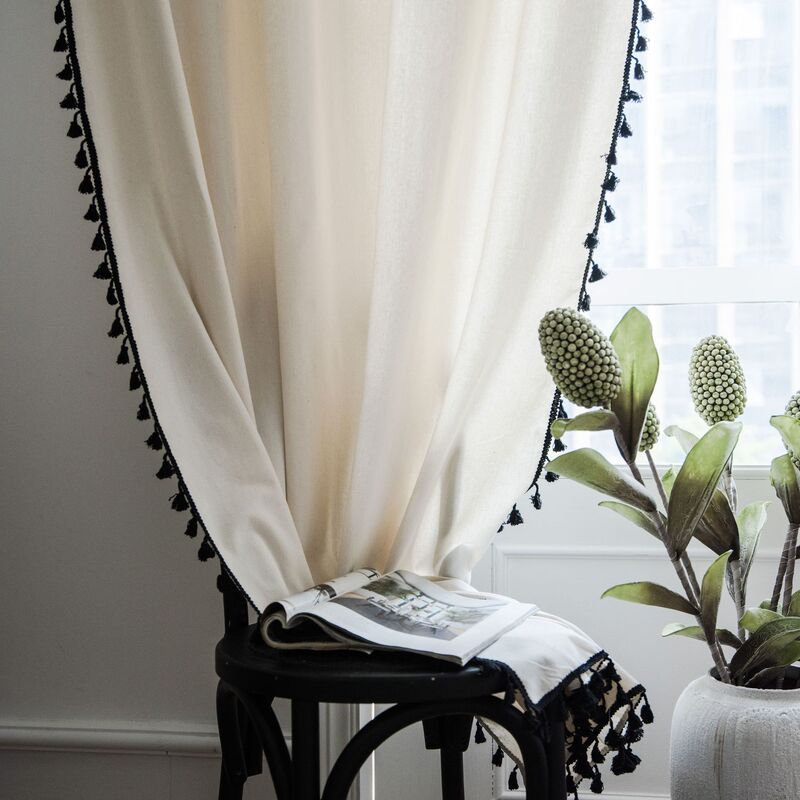 Yiman Qiyun Curtain Solid Color Semi-shading Kitchen Curtain White Simple Partition Curtain Bay Window Light-transmitting Curtain Finished Product Yiman Qiyun Curtain Solid Color Semi-shading Kitchen Curtain White Simple Partition Curtain Bay Window Light-transmitting Curtain Finished Product