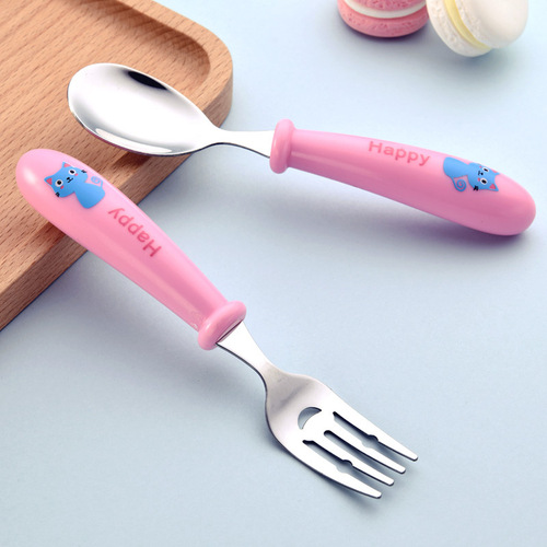 Y stainless steel children's tableware baby training spoon and fork set portable carrying box cartoon fork and spoon food supplement gift