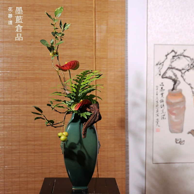 Животное лицо двойное ухо бутылка литературная Ваза Цветочная композиция в японском стиле Сяоюань поток Цветочная композиция