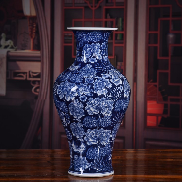 Jingdezhen adornos de cerámica pintados a mano flores azules de porcelana decoración de flores de flores de porcelana decoración de sala de estar
