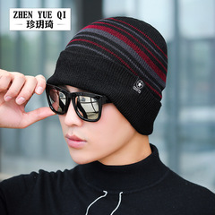 Winter cycling cold-resistant ear protective knitted hat for men middle-aged and elderly, lined warm headband hat for winter, elderly woolen hat