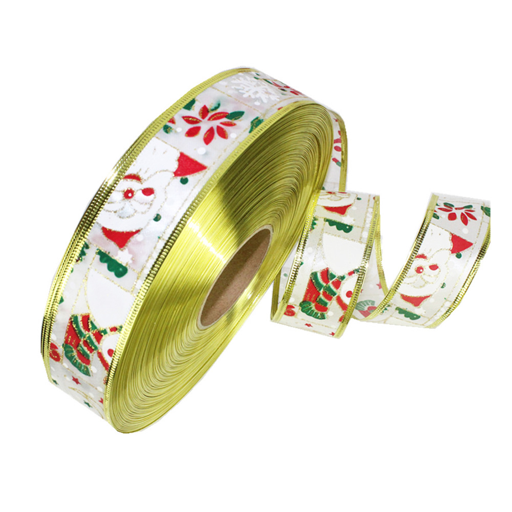 New 10 meter Santa Claus Snowman Tree Wreath Gift Box Decoration Christmas Ribbon_voghion.com