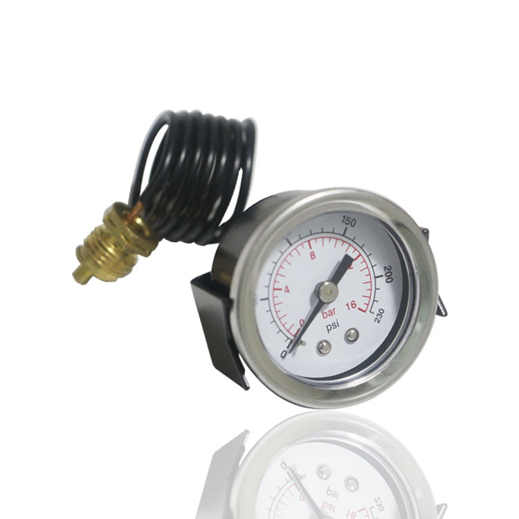 供应耐高温毛细管压力表铁壳毛细管压力表咖啡机压力表Y40Z 16BAR