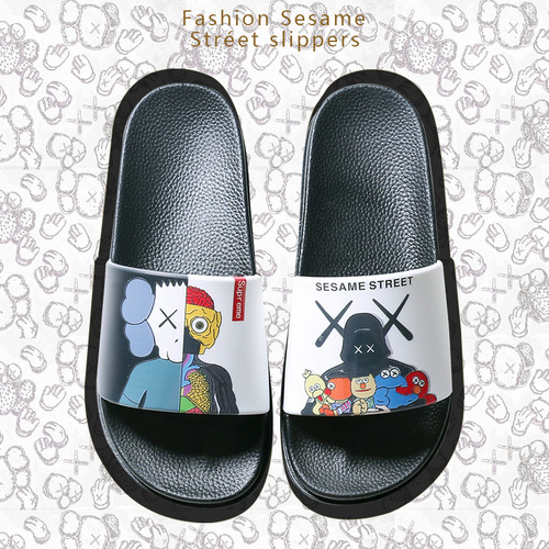 Sesame slippers for men, summer outdoor wear, ins, trendy couple, soft-soled home bathroom slippers for women