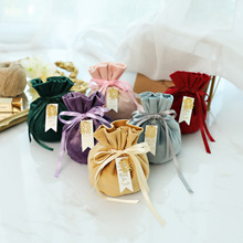 新款结婚丝绒喜糖袋绒布喜糖盒子喜字挂件欧式婚礼伴手礼糖果盒子
