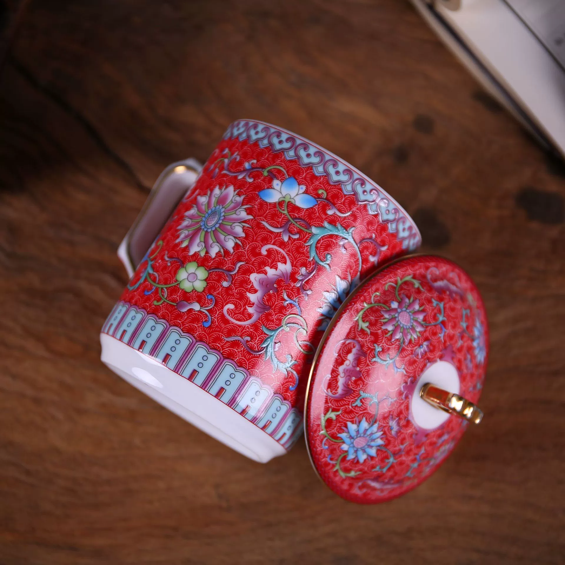Чашка из bone china Jingdezhen, офисная конференционная чашка с керамической крышкой, эмаль, цветная водяная чашка, праздничная подарочная чашка