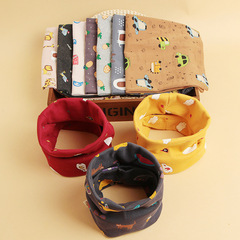 Autumn and winter printed cartoon children's neck cover cotton baby scarf single layer warm and versatile pullover scarf for boys and girls