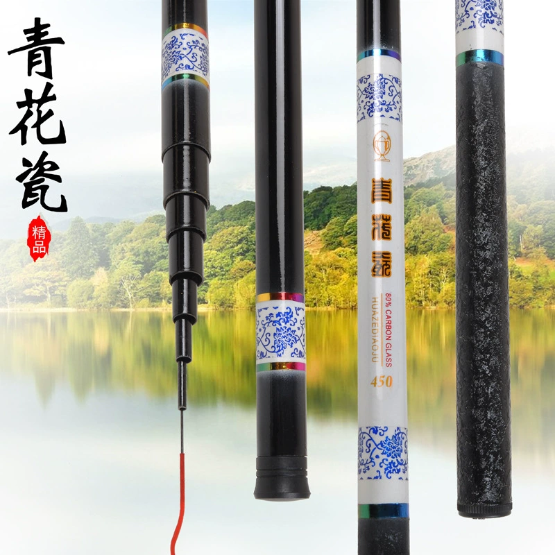 Telescopic FRP fishing rod, 2.7–7.2 m, glass-reinforced ultra‑hard short sections