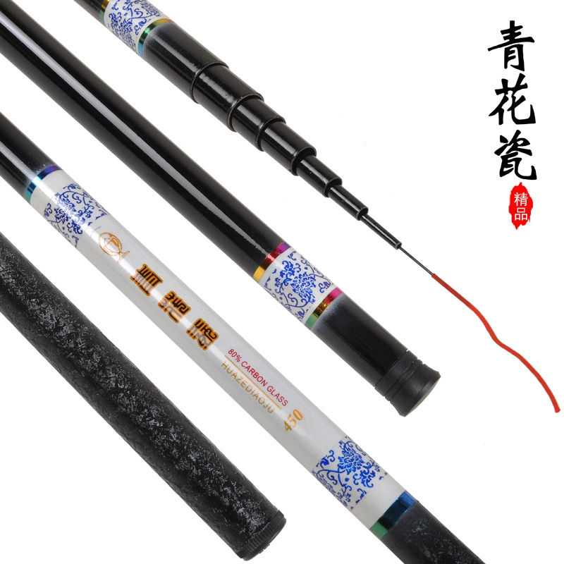 Telescopic FRP fishing rod, 2.7–7.2 m, glass-reinforced ultra‑hard short sections