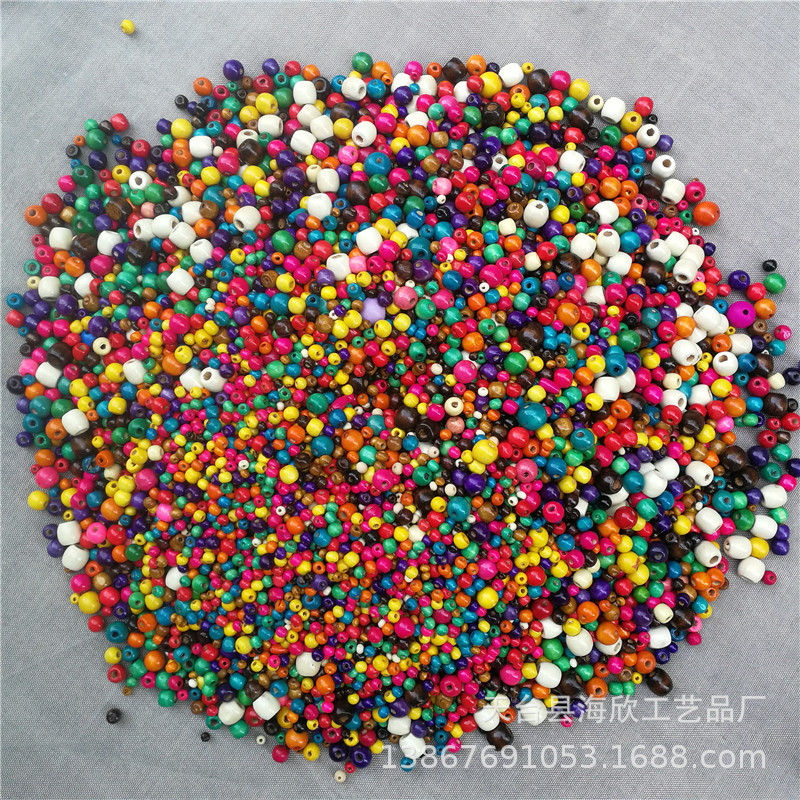 厂家批发 彩色珠圆珠手工串珠枫木小背篓珠DIY饰品配件4-20MM现货