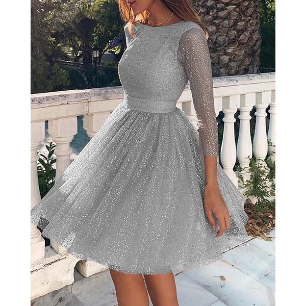 2025 verano transfronterizo nuevo estilo vestido de manga larga de moda de mujer europea y americana vestido de cóctel de cintura alta vestido de noche