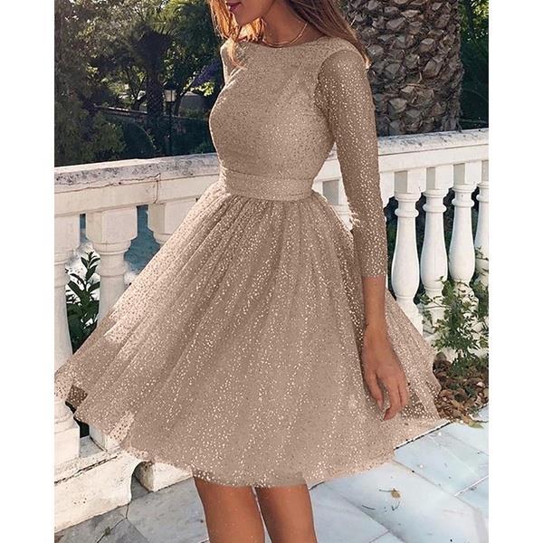 2025 verano transfronterizo nuevo estilo vestido de manga larga de moda de mujer europea y americana vestido de cóctel de cintura alta vestido de noche