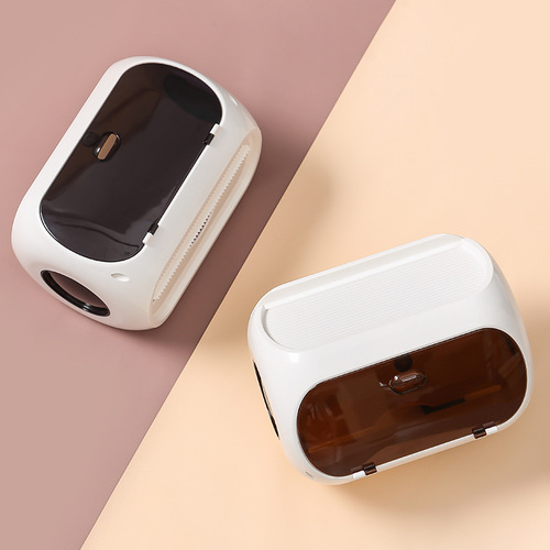 Fashionable multifunctional waterproof bathroom tissue box creative bathroom wall-mounted punch-free and traceless plastic tissue box