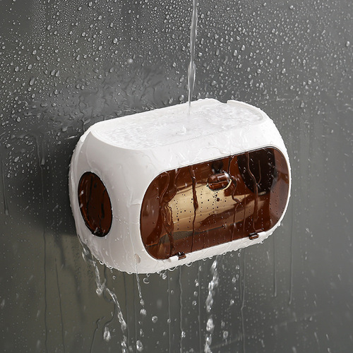 Fashionable multifunctional waterproof bathroom tissue box creative bathroom wall-mounted punch-free and traceless plastic tissue box