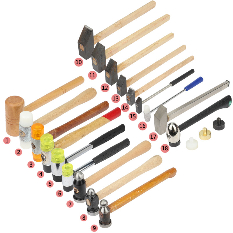 金银工锤整形修复小铁锤迷你木柄四方锤子打金工具不锈钢敲打胶锤