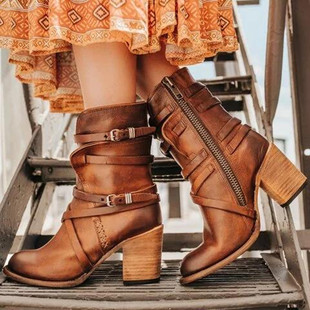 Foreign Trade Large Size 2021 New Spanish Mid-Heeled Women's Shoes Long Boots Women's Leather Boots Women's Shoes