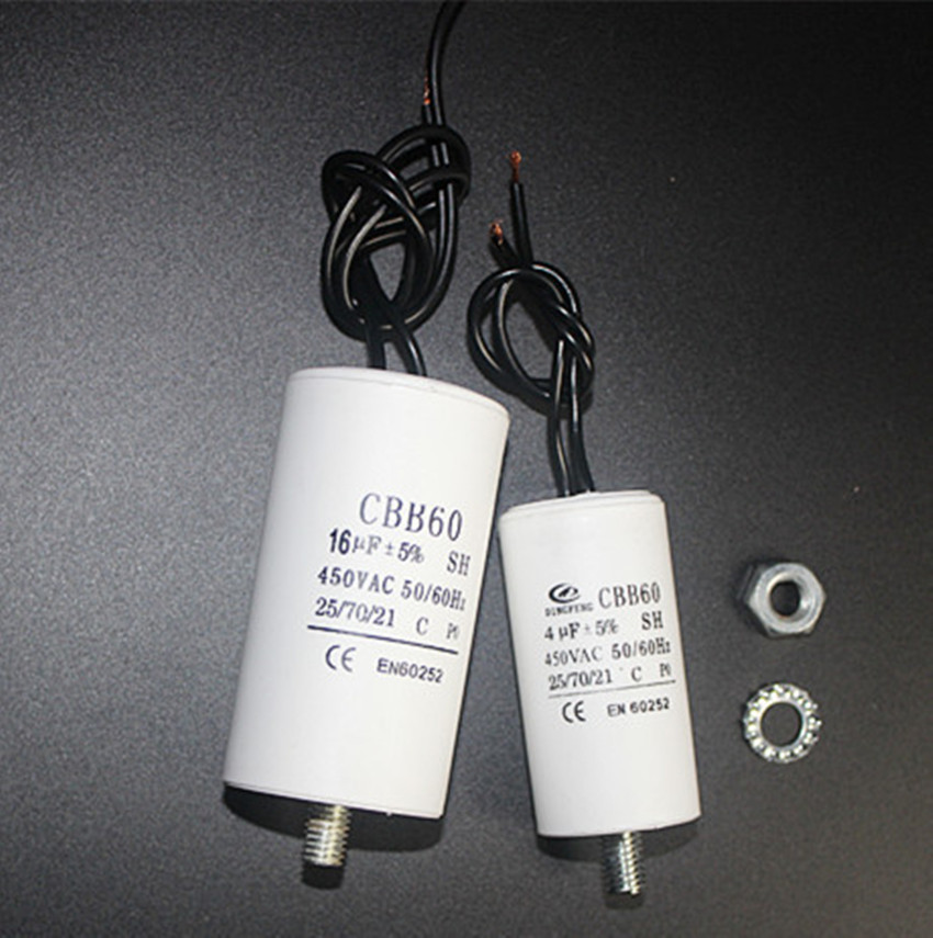 CBB60双线螺丝脚电容器50uf白壳黑线电容高质量电容质保