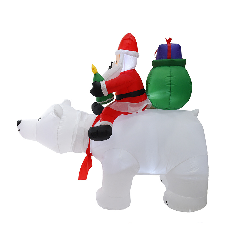 Transfronterizo Amazonas decoración navideña osos blancos inflables Santa Claus montar osos
