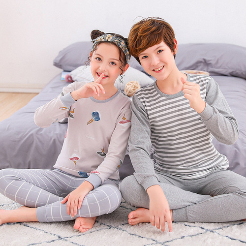 Children's underwear set, 100% cotton, medium and large children's students, children's autumn clothes and long trousers, teenagers' home base two-piece set