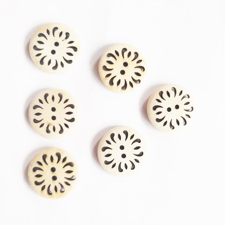 天台维娅厂家直销彩色环保儿童卡通木质纽扣子木制diy 彩绘木头钮