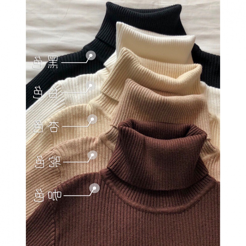 Spring and Autumn Tops New Korean Style Slim Fit High Collar Long Sleeve Bottoming Shirt Thin Sweater Sweater Women's Trbottomy