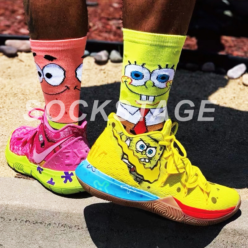 Irving 5 Spongebob Squarepants Squidward Patrick Star Joint Trendy Socks Skateboard Casual Socks Basketball Socks Mid-Tube