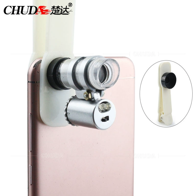 Chuda 45 раз портативный мини ювелирный микроскоп 2 светодиодные фонари мини карманный мобильный телефон увеличительное стекло 10081-4