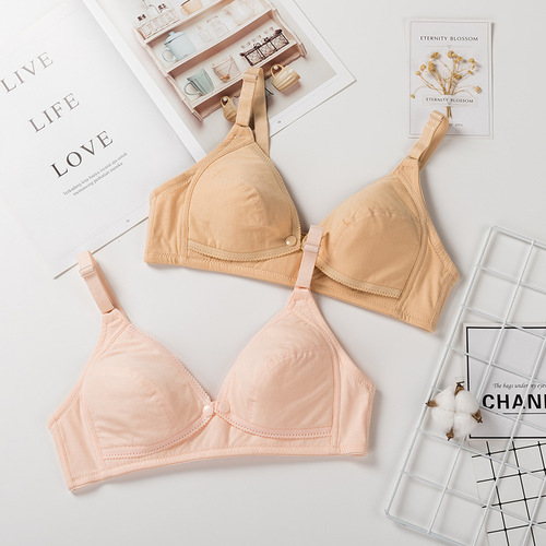 Pure cotton thin breathable front buckle maternity nursing bra women's pregnancy no wire bra bra postpartum breastfeeding plus size bra