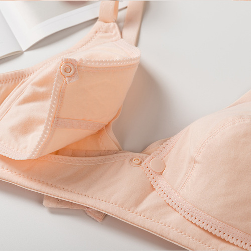 Pure cotton thin breathable front buckle maternity nursing bra women's pregnancy no wire bra bra postpartum breastfeeding plus size bra
