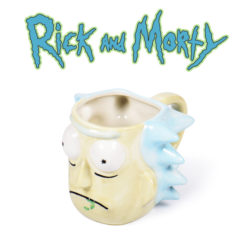 Rick viejo hombre forma taza creativa Morty regalo de cerámica taza de dibujos animados 3D forma taza de café
