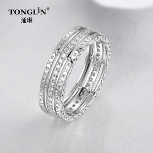 Tonglin Amazon Creative Hot Selling Women's 18K Gold Ring Foreign Trade European and American Fashion Diamond Ring Index Finger Ring Jewelry