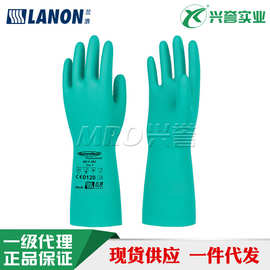 LANON兰浪SR110植绒丁腈防化绿33CM耐油耐酸碱溶剂抗腐蚀防护手套