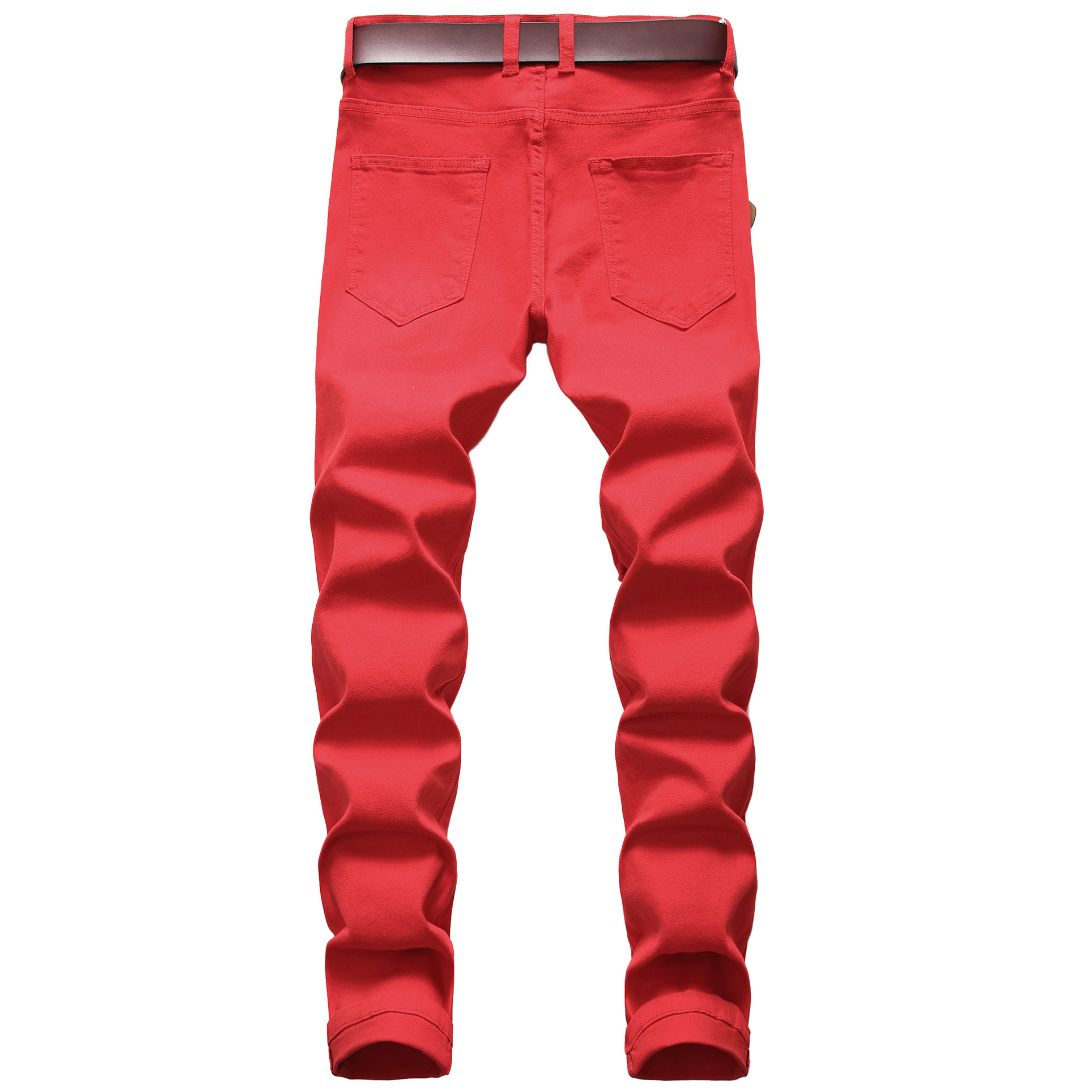 Cross-Border hombres casuales grandes pantalones elásticos rasgados slim fit Denim hombres multi-rasgado pantalones blancos